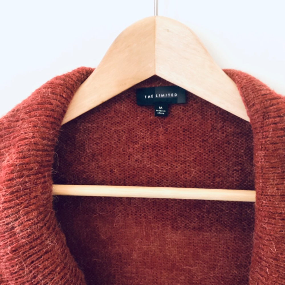 The Limited Rust Red Open-Front Shawl Collar Ruff… - image 3
